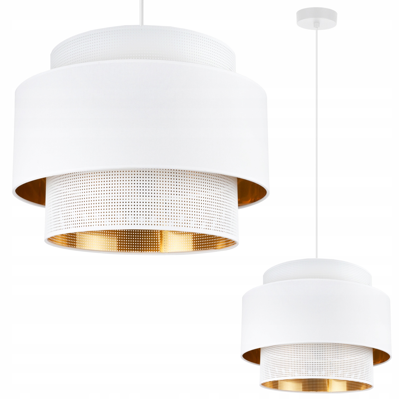 Závesná Stropná Lampa S Bielym Zlatým Tienidlom Do Spálne, Obývačky