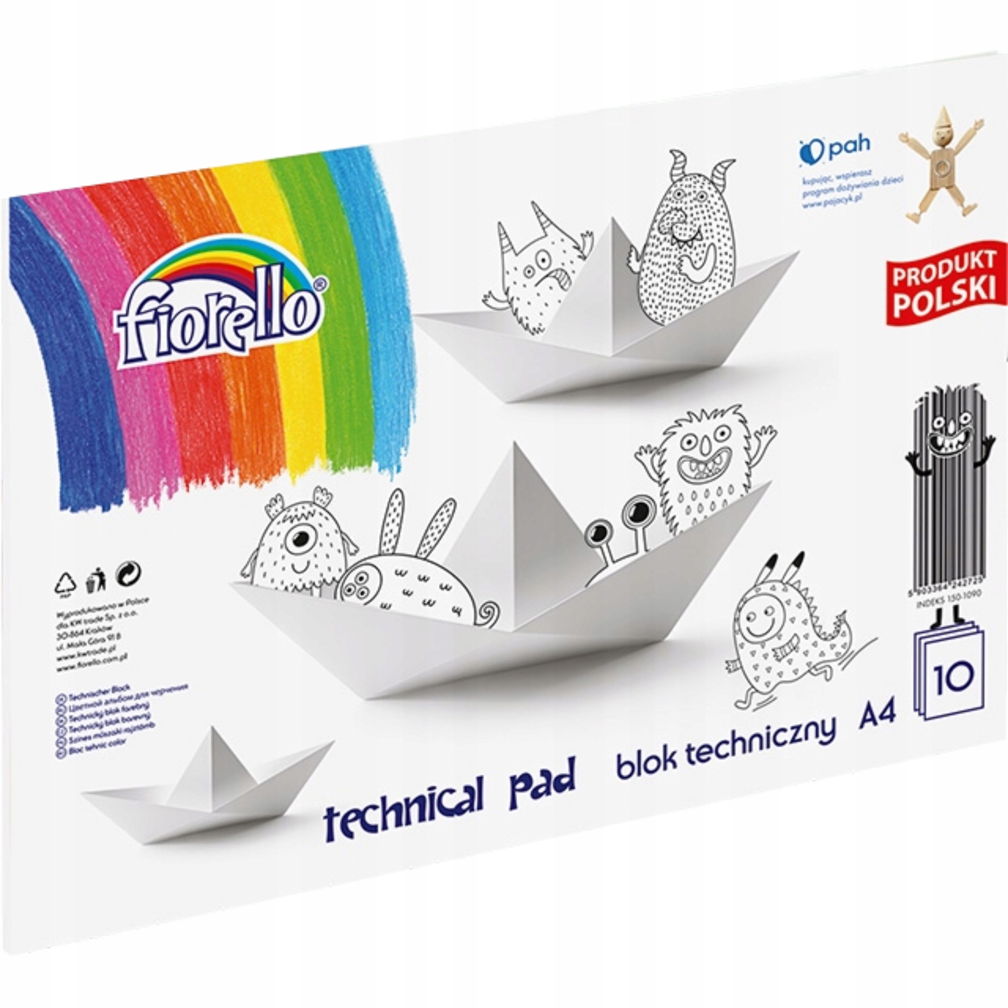 Zestaw Bloków technicznych A4 A3 Biały, Kolor 5szt Stan opakowania oryginalne