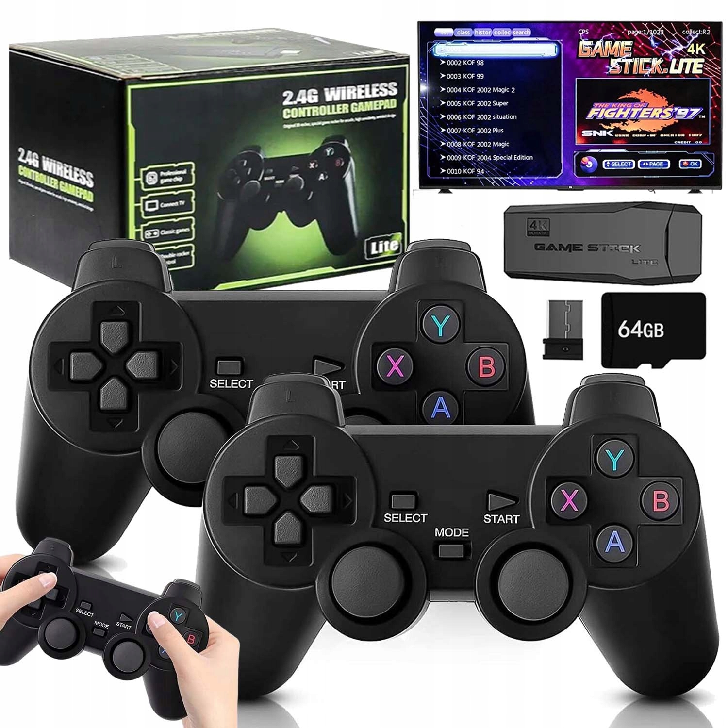 Konsola Retro 20000 Gier Tv Gra Telewizyjna 2 Pady Karta 64GB