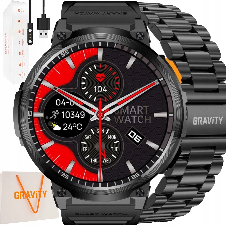 Velké pánské hodinky Chytré Hodinky Gravity s Rozhovory Velká Baterie 730 mAh 1.85"