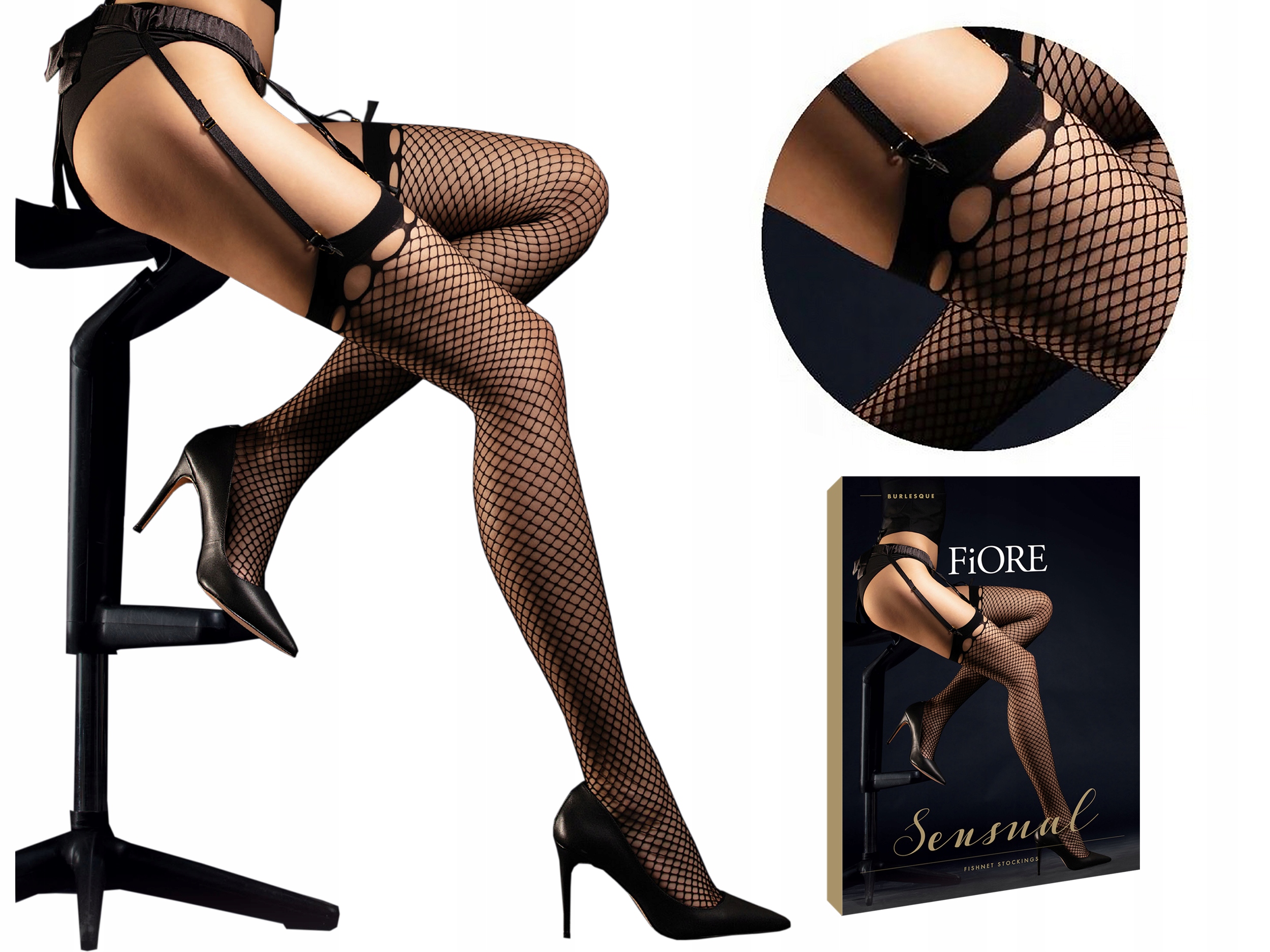 

Fiore pończochy kabaretki do pasa Burlesque, 2-S