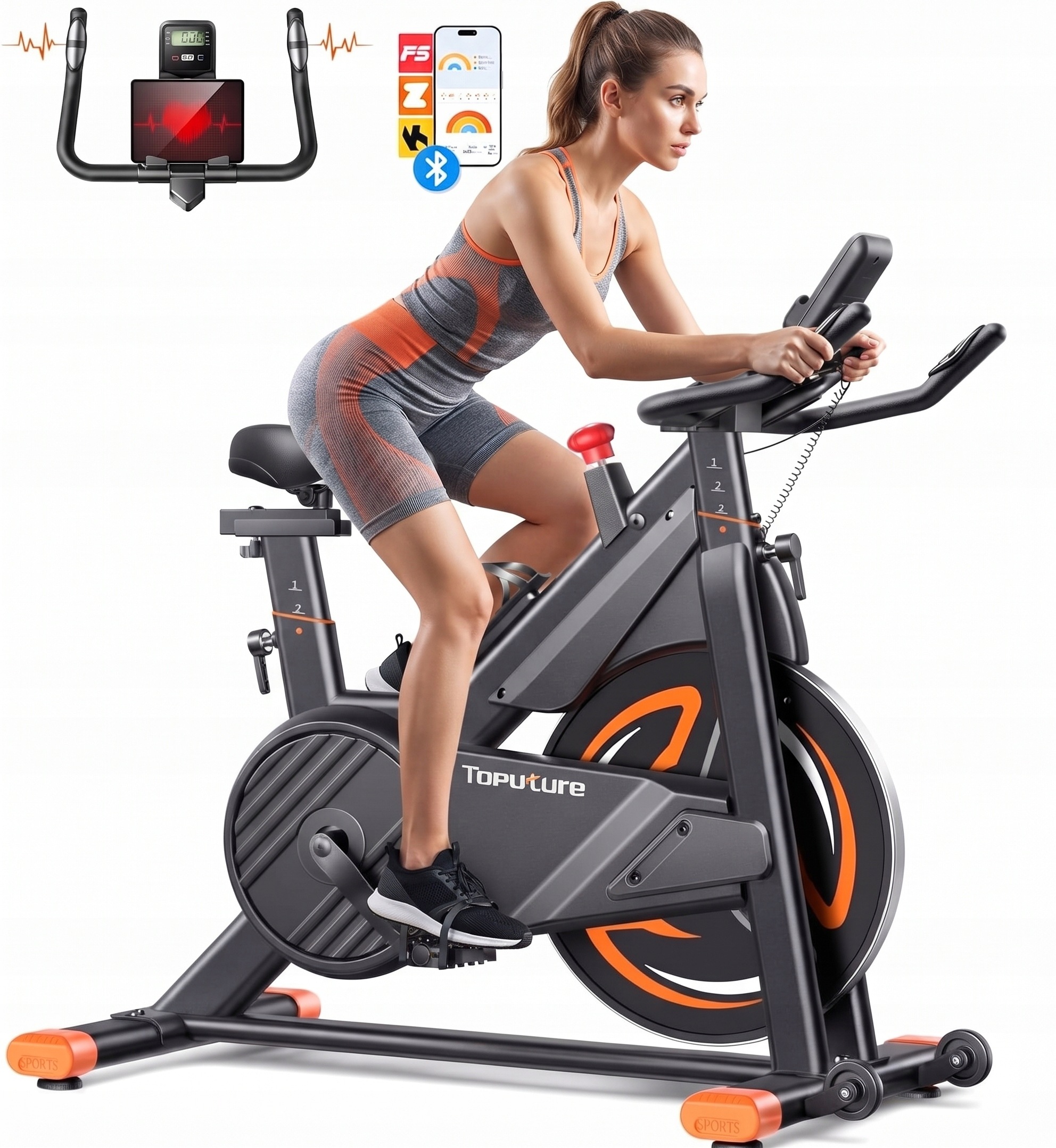 Rower Treningowy Magnetyczny 15 kg Bluetooth LCD Opór 160 kg Toputure