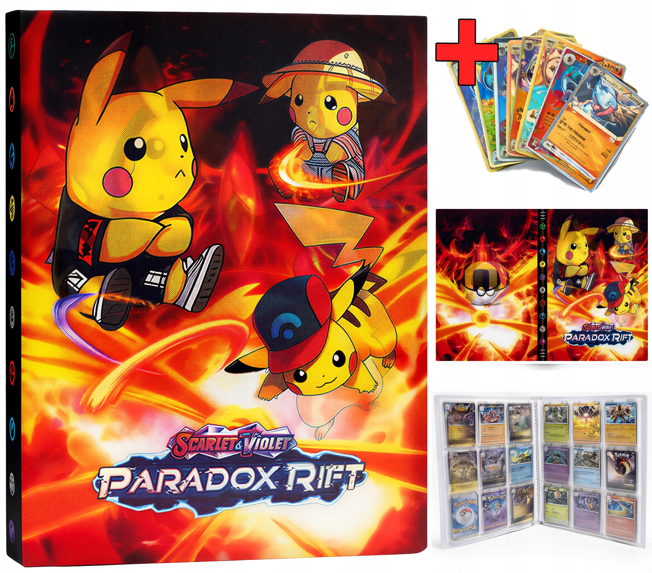 ZESTAW STARTOWY 20 KART POKEMON BEZ POWTÓREK+DUŻY ALBUM NA 432KART CZERWONY