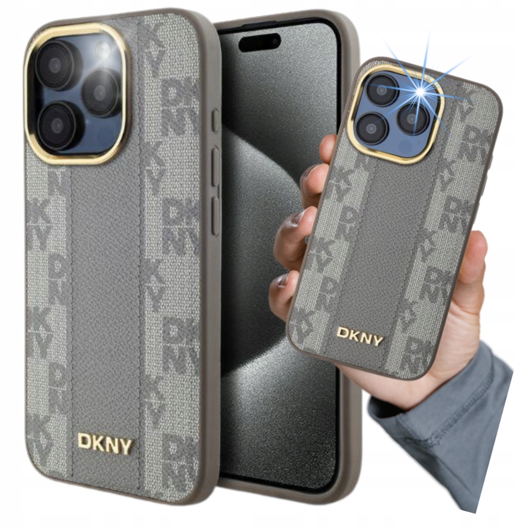 Etui do iPhone 14 Pro, Dkny Checkered Mono Pattern do MagSafe, case