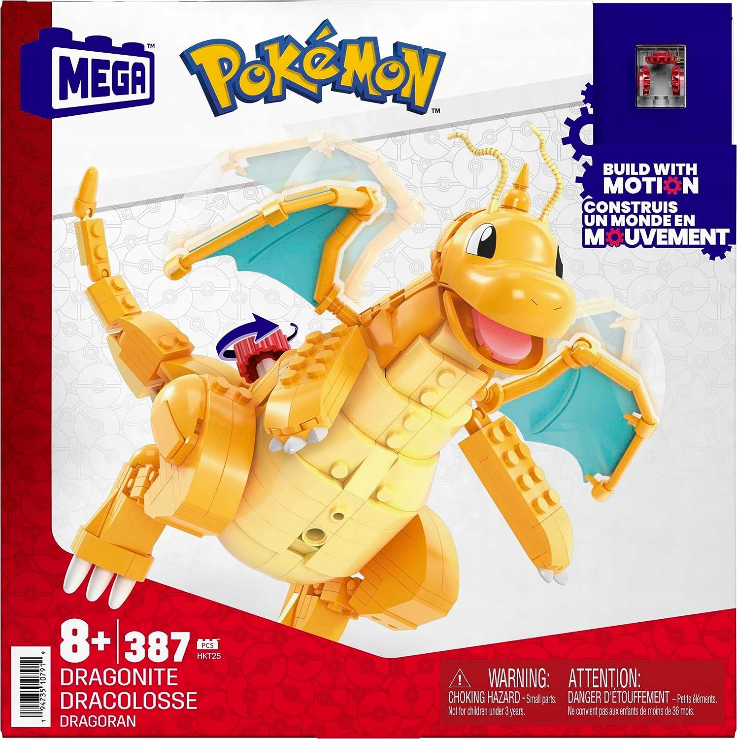 ZESTAW KLOCKÓW POKEMON DRAGONITE MEGA CONSTRUX RUCHOMY SMOK 387el GRATIS Bohater Pokemon