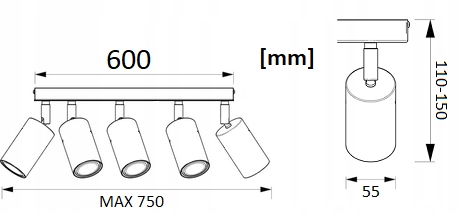 PLAFON LISTWA EYE SPOT TUBA GOLD 5xGU10 DŁ.75cm Marka inna