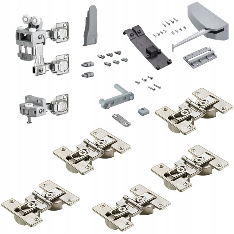 Okucie system przesuwny składany Hettich WingLine L push move prawy szary