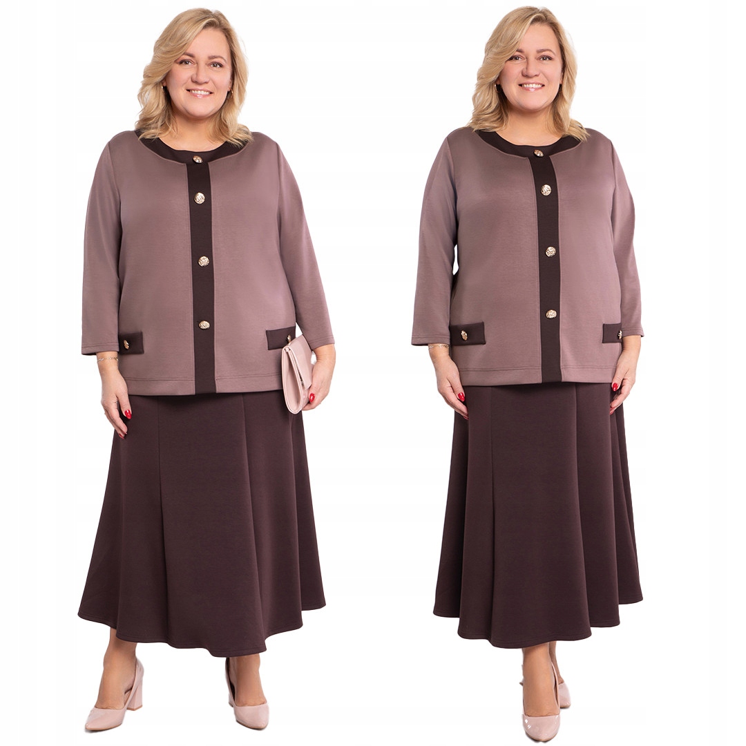 Hnědý komplet s knoflíky 62