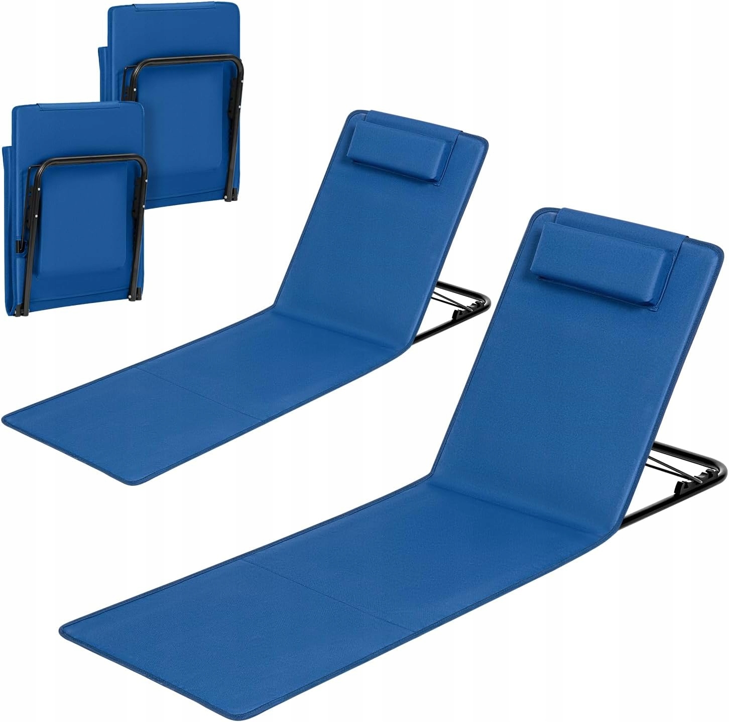Woltu Leżak Plażowy Do Opalania 2 Szt Składany Zagłówek Kieszonka Torba