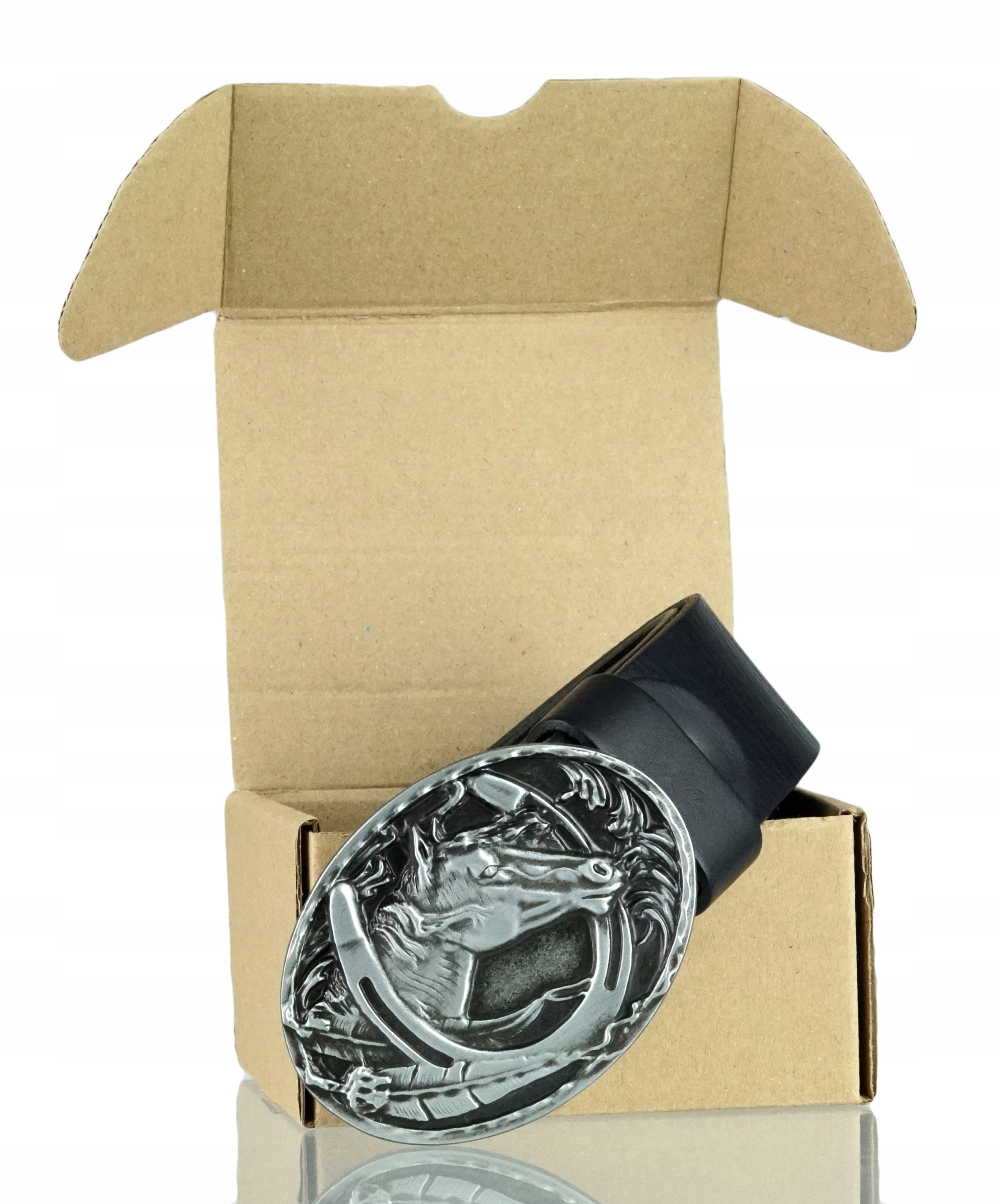 PASEK DO SPODNI SKÓRZANY 4CM CZARNY KLAMRA KOŃ 110 Kod producenta inny