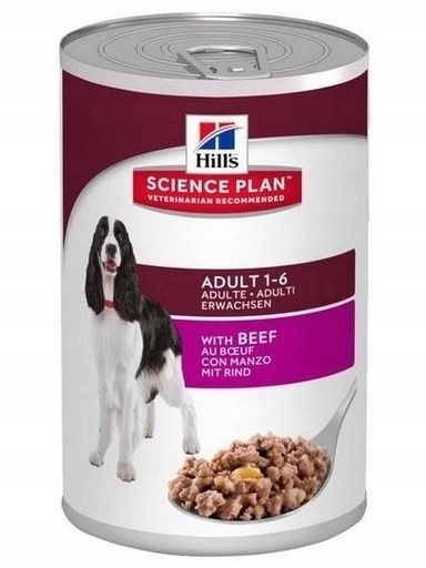 5x Hill's Sp Science Plan Canine Adult hovězí maso 370 g plechovka