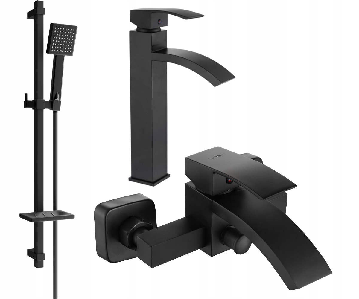 MEXEN LIBRA DQ45 ZESTAW WANNOWY BATERIA CZARNY