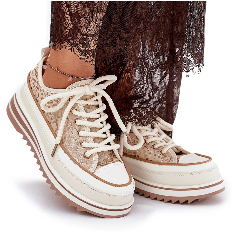 Dámské Tenisky Na Masivní Platformě S.barski BF51-101 Béžové 41