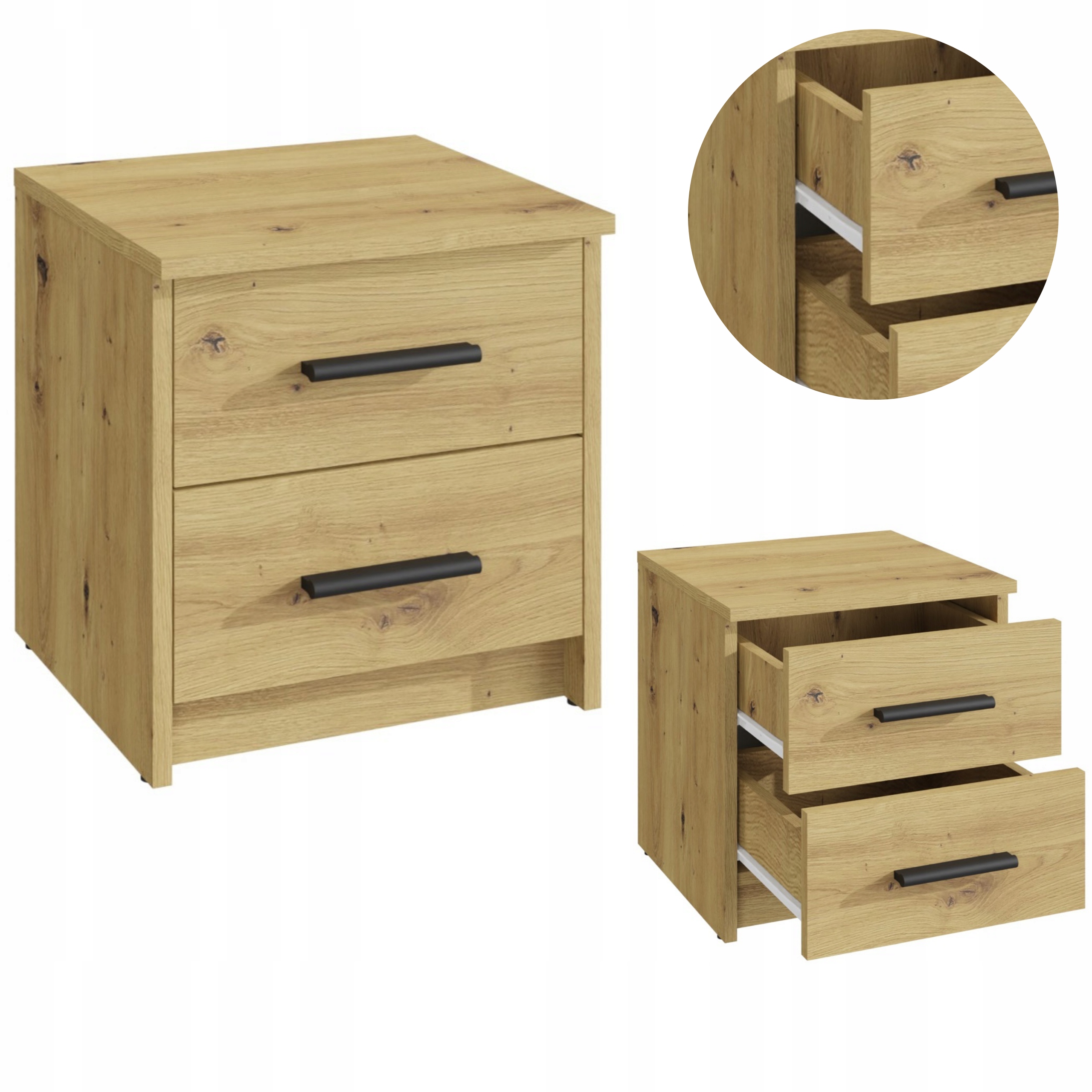 Noční stolek Bodo 2S Artisan noční stolek 40 cm komoda se zásuvkami, regál