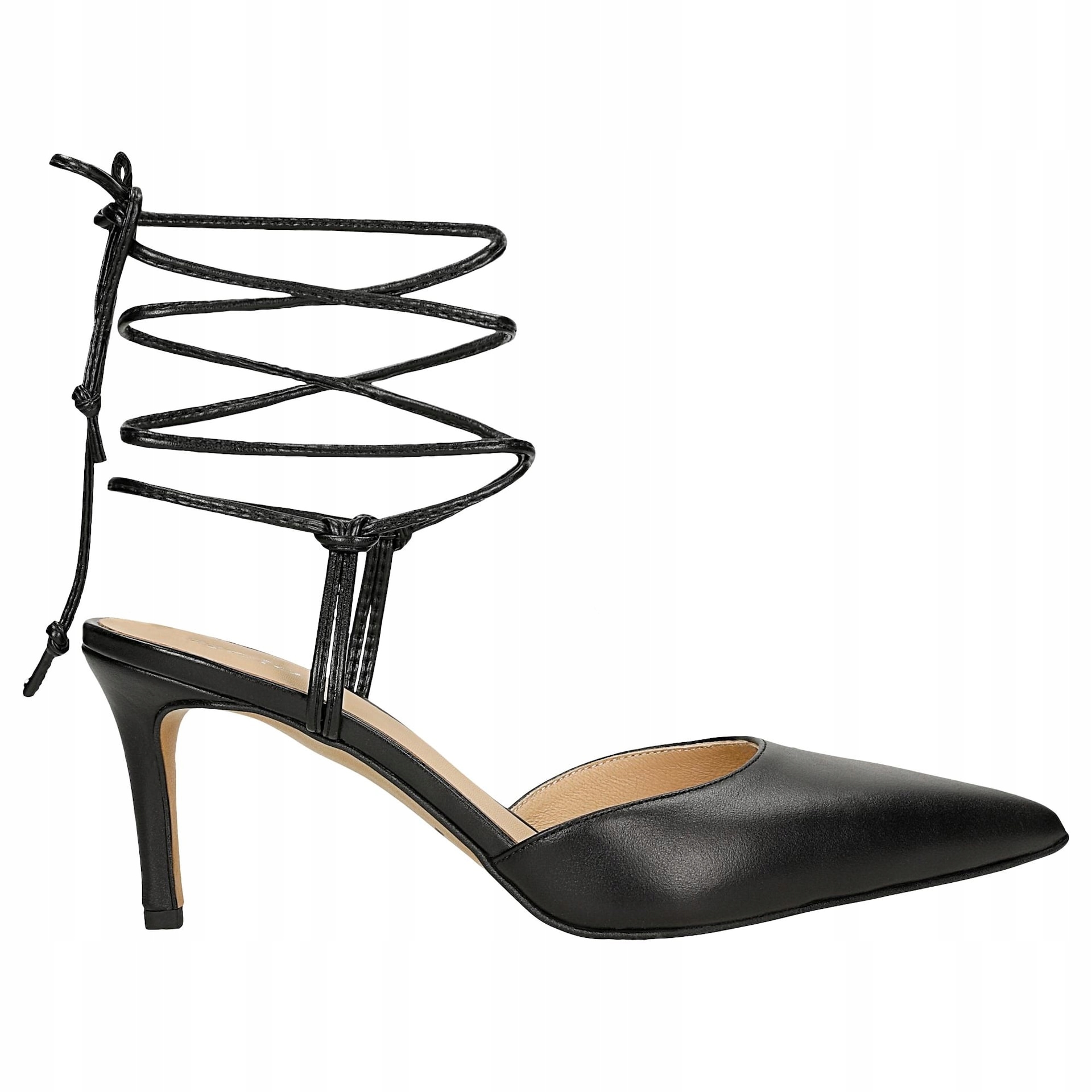 Černé dámské šněrovací lodičky s špičkou a špičkou vel. 41