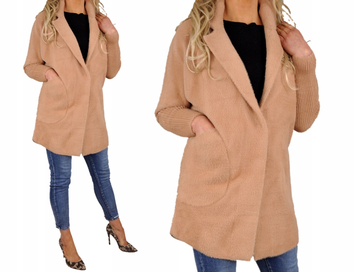 

Damski Płaszcz Alpaka Wełna Oversize Stójka Z624