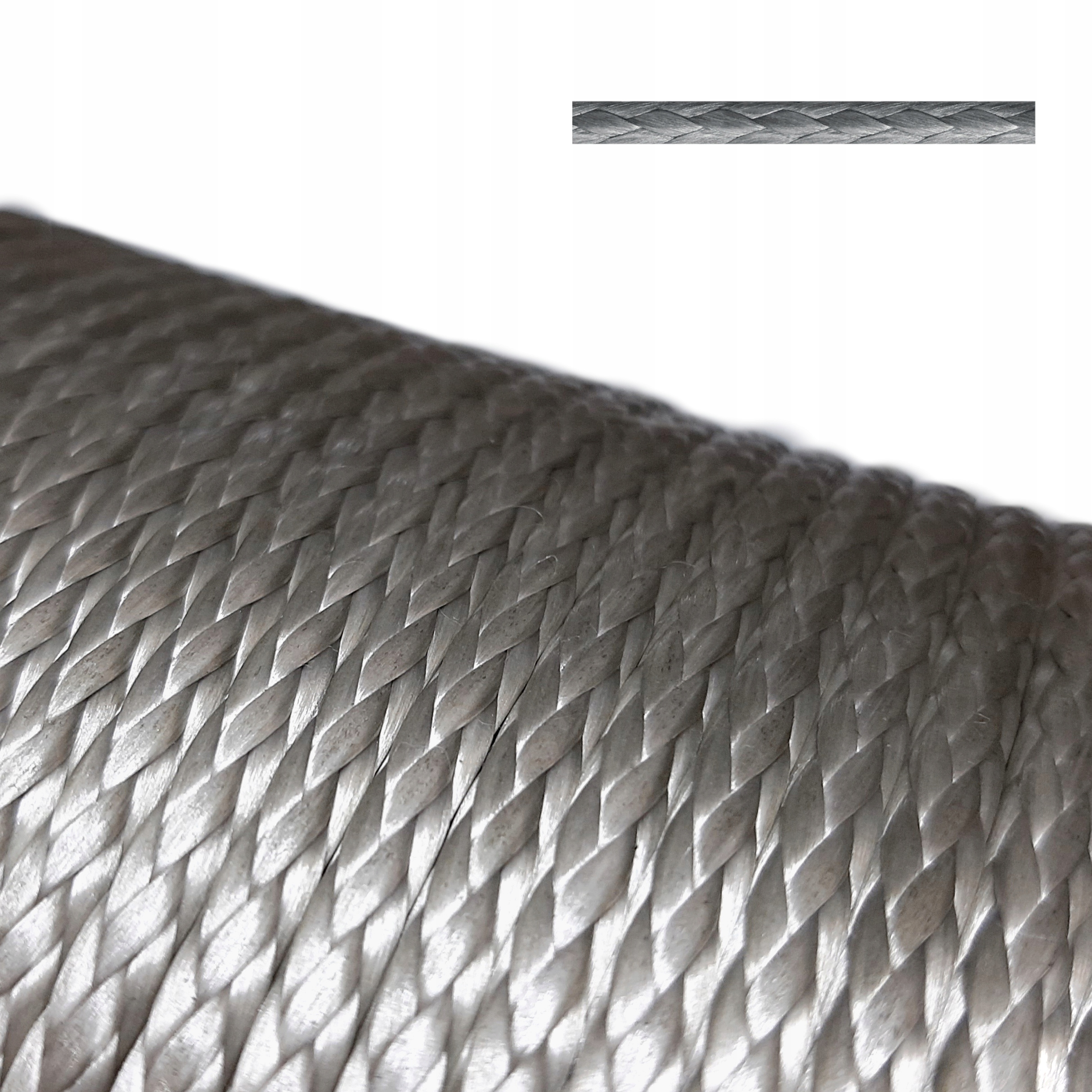 Dyneema Ultra Strong (HMPE) 4mm wytrz.16kN ~1600kg - srebrna