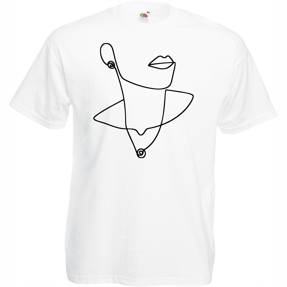 

Koszulka line art kobieta usta M biała