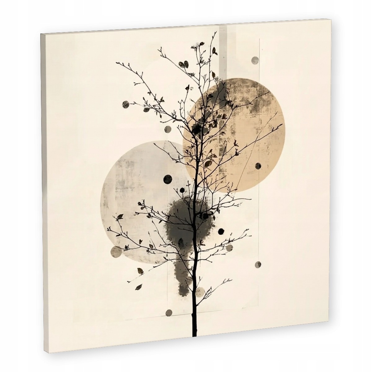 Obraz Na Plátně Canvas Grafika Geometrie Dřevo Zen Příroda Béžová Hnědá 60x60