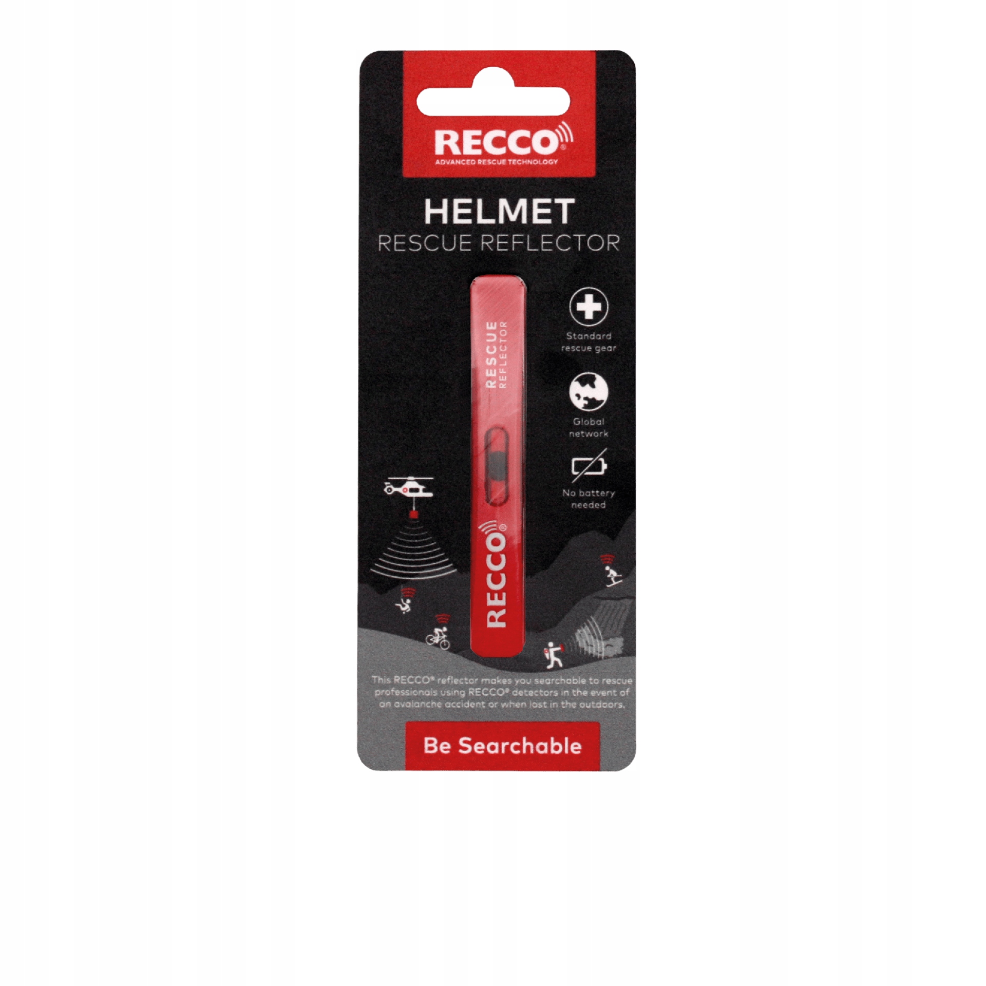 Recco Reflektor Ratunkowy do Kasków i Butów Narciarskich - Czerwony | RECCO