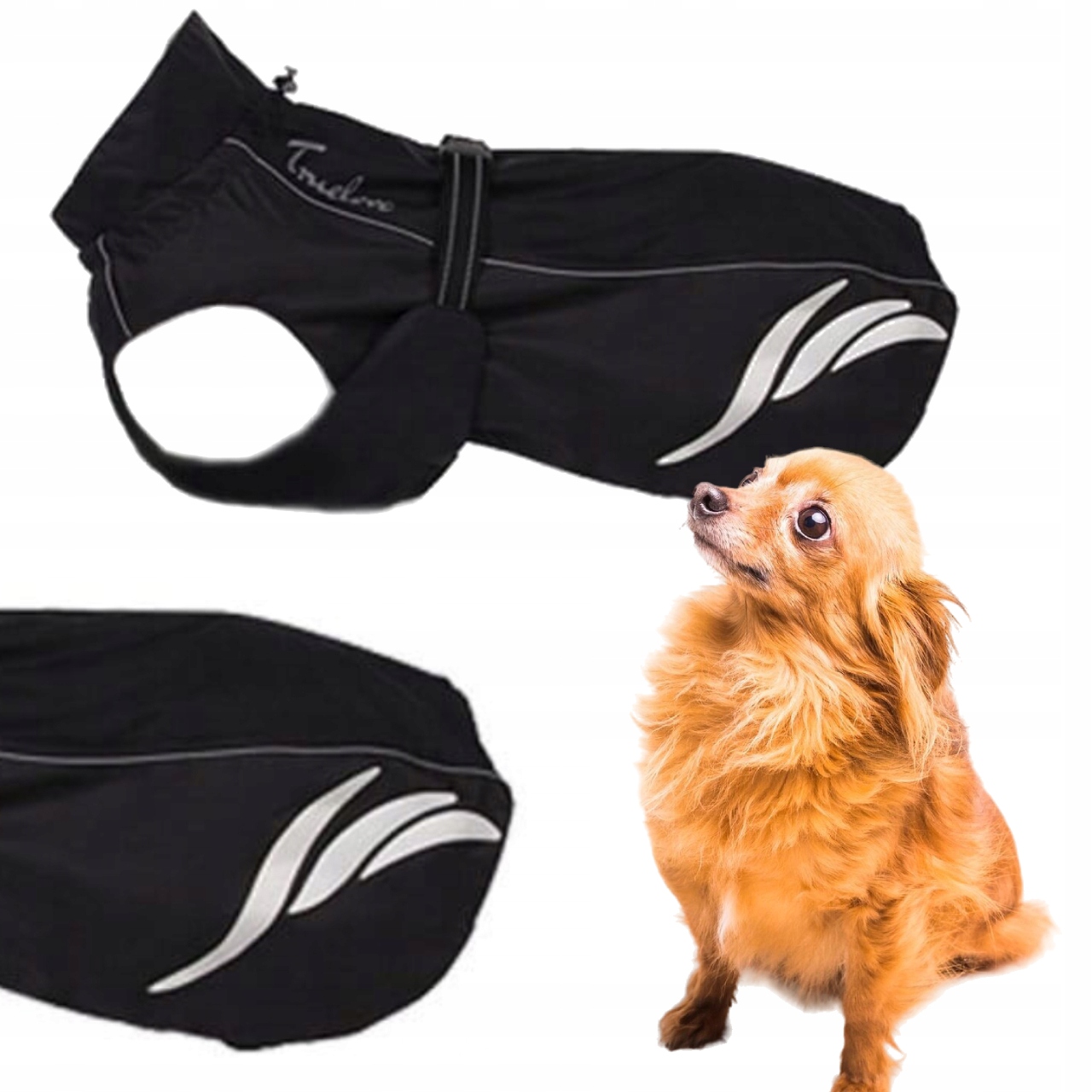 Levně Dešťová Bunda Pro Psa Derka Kabát Truelove Černý Xxs (24 CM)