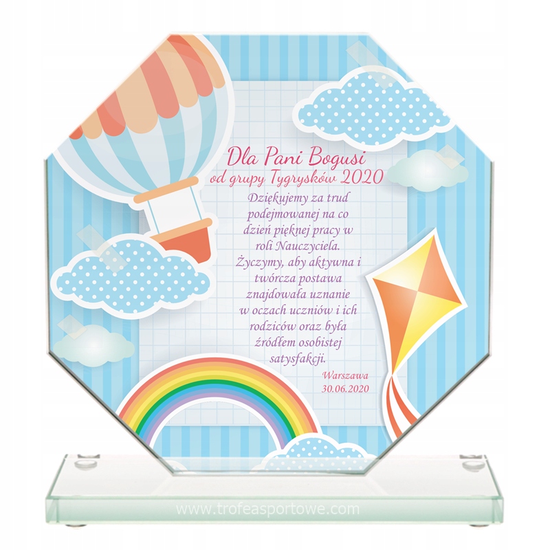 Skleněná soška pro Učitele Vychovatele Ředitel