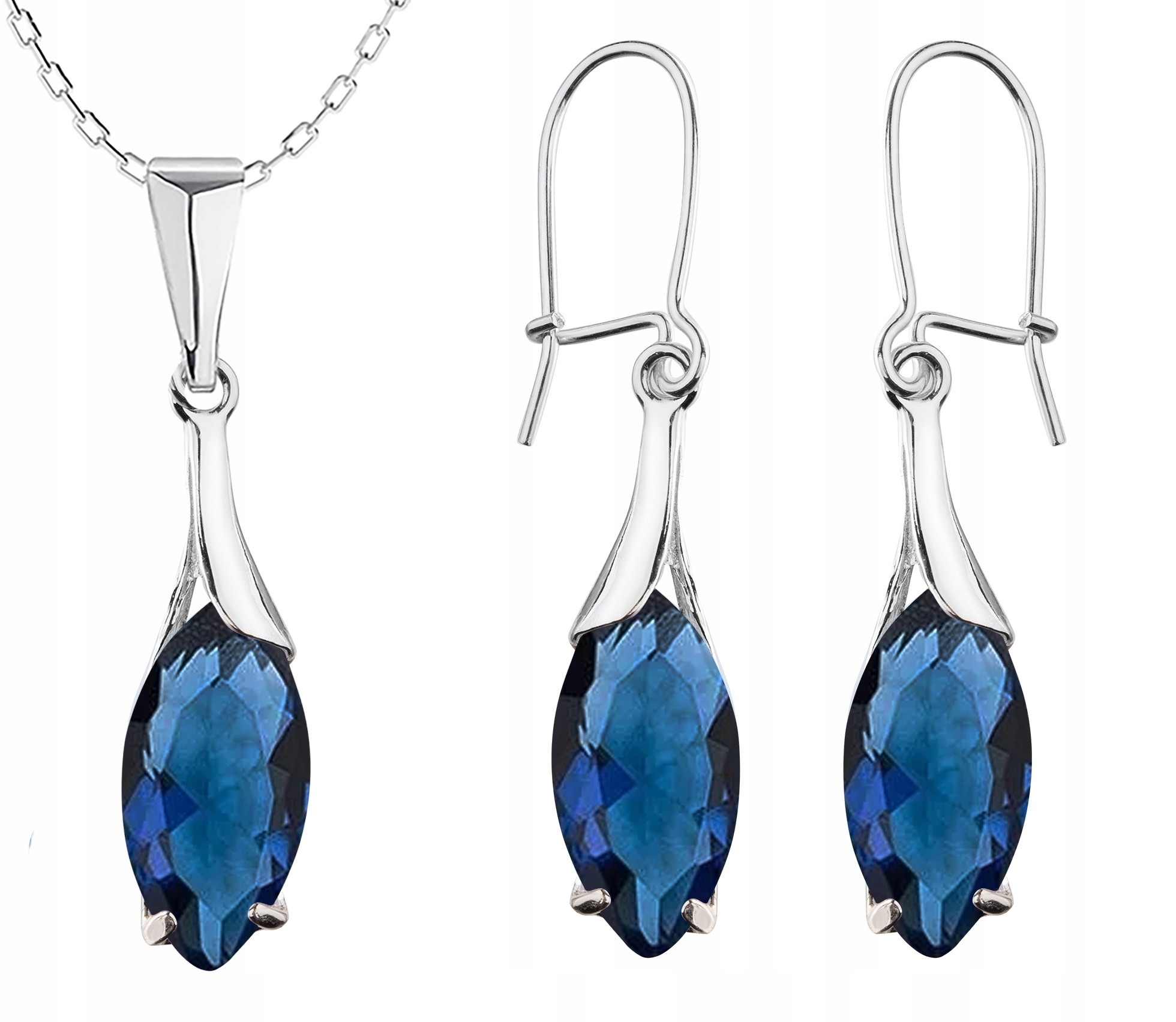 

Komplet Biżuterii Sopelki Z Szafirowymi Cyrkoniami