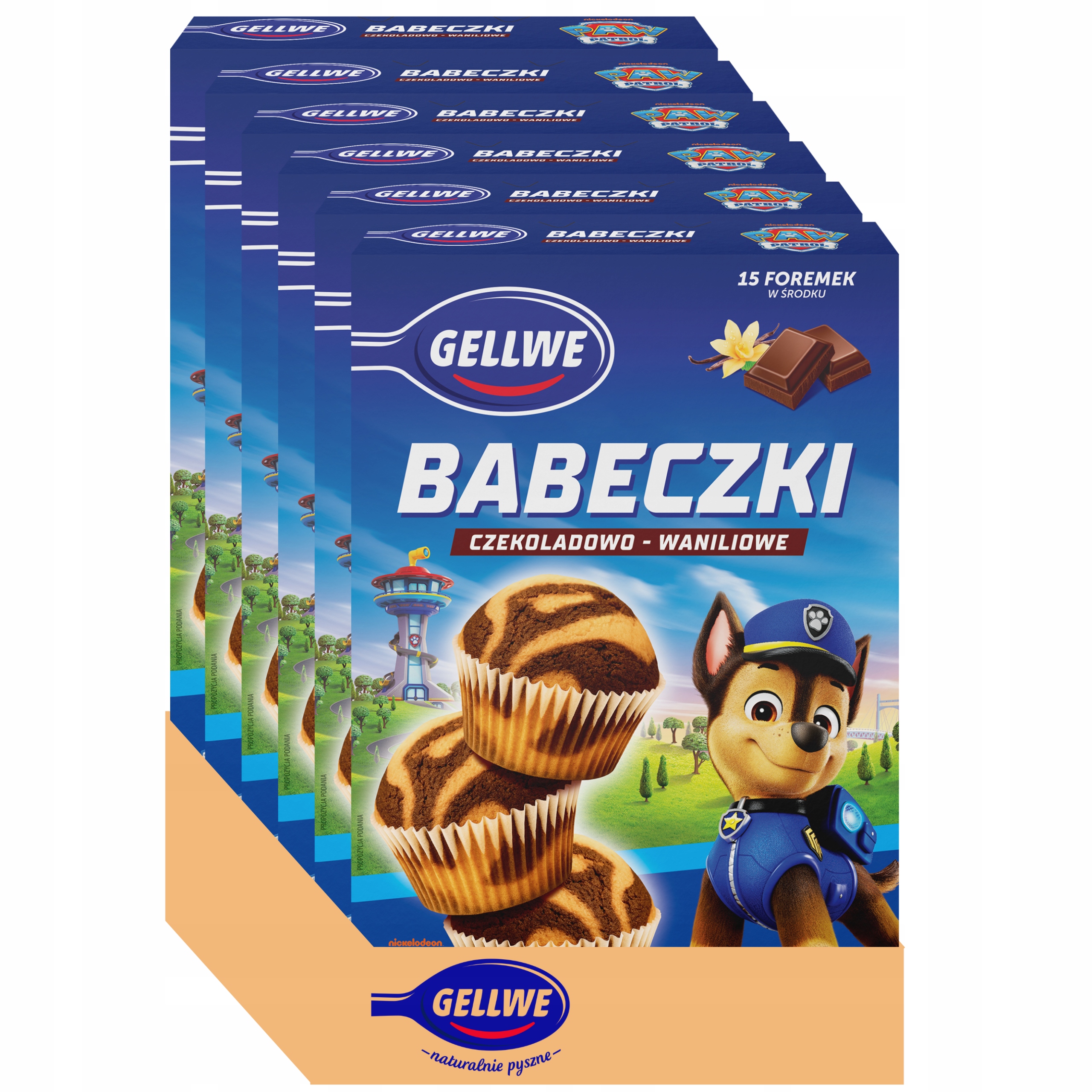 Levně Gellwe Čokoládovo-vanilkové košíčky Tlapková patrola směs 238 g x 6 kusů