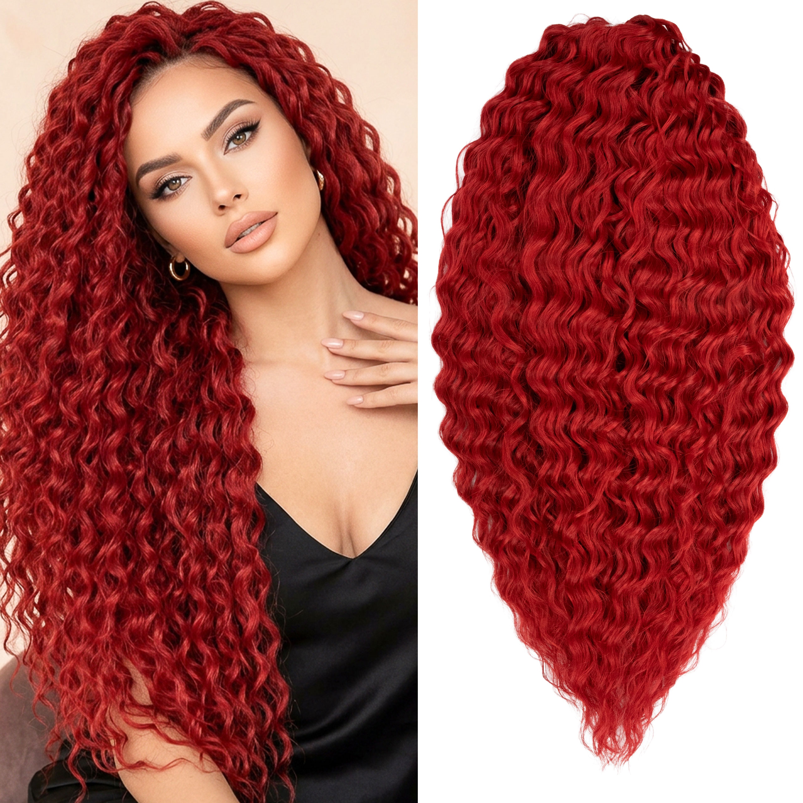 Umělé syntetické vlasy Afroloki Ariel Premium 55 cm 300 g červené