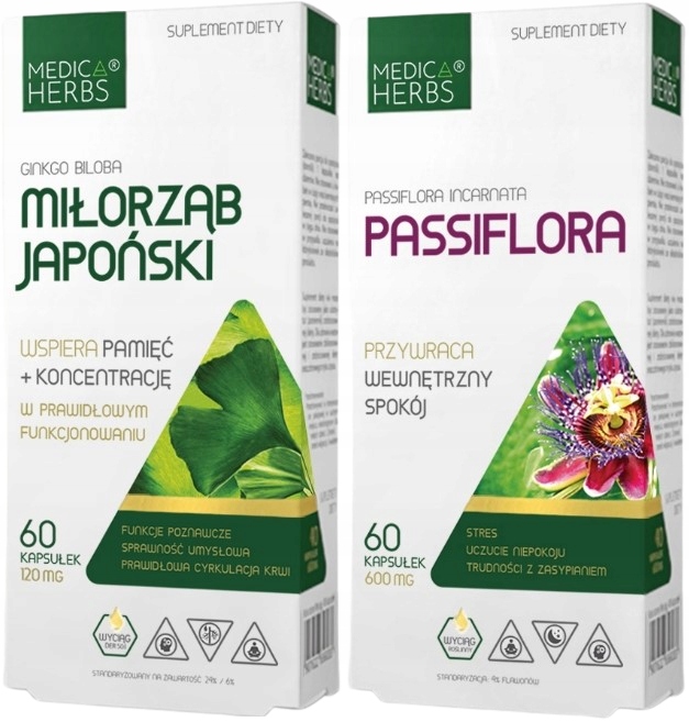 Sada Ginkgo biloba japonská + Passiflora Medica Herbs Pokoj Relax Pamäť