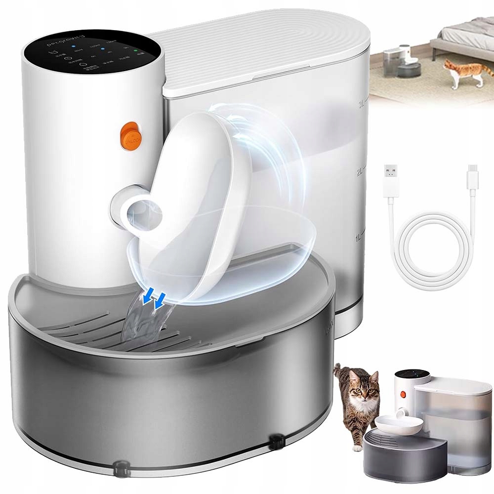 Levně Bezdrátové Krmítko Fontána Pro Kočky Automatické 3L Tichý Provoz