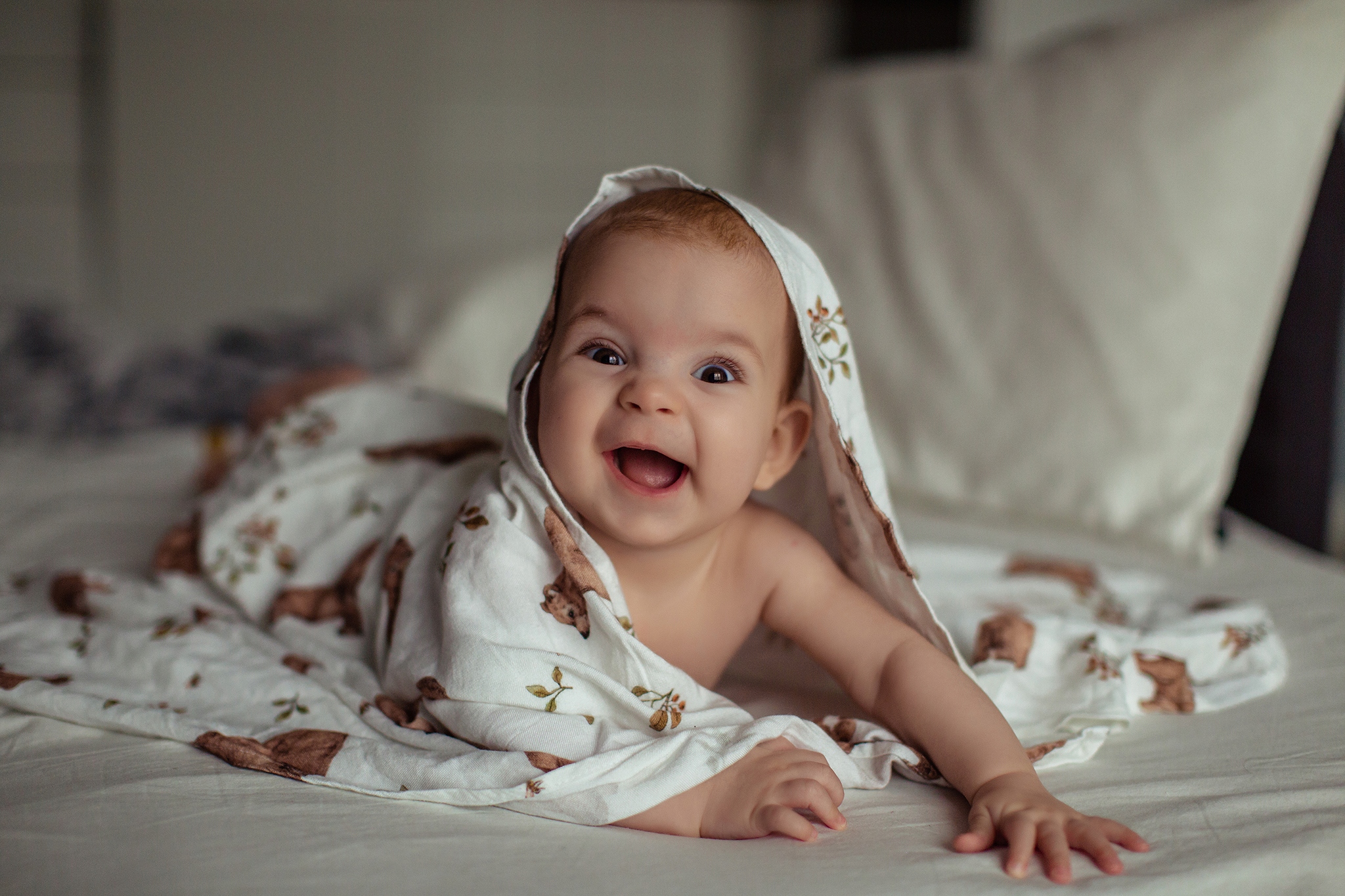 Duży Otulacz Bambusowy Maluchy dla chłopca 110x110 Szerokość produktu 110 cm