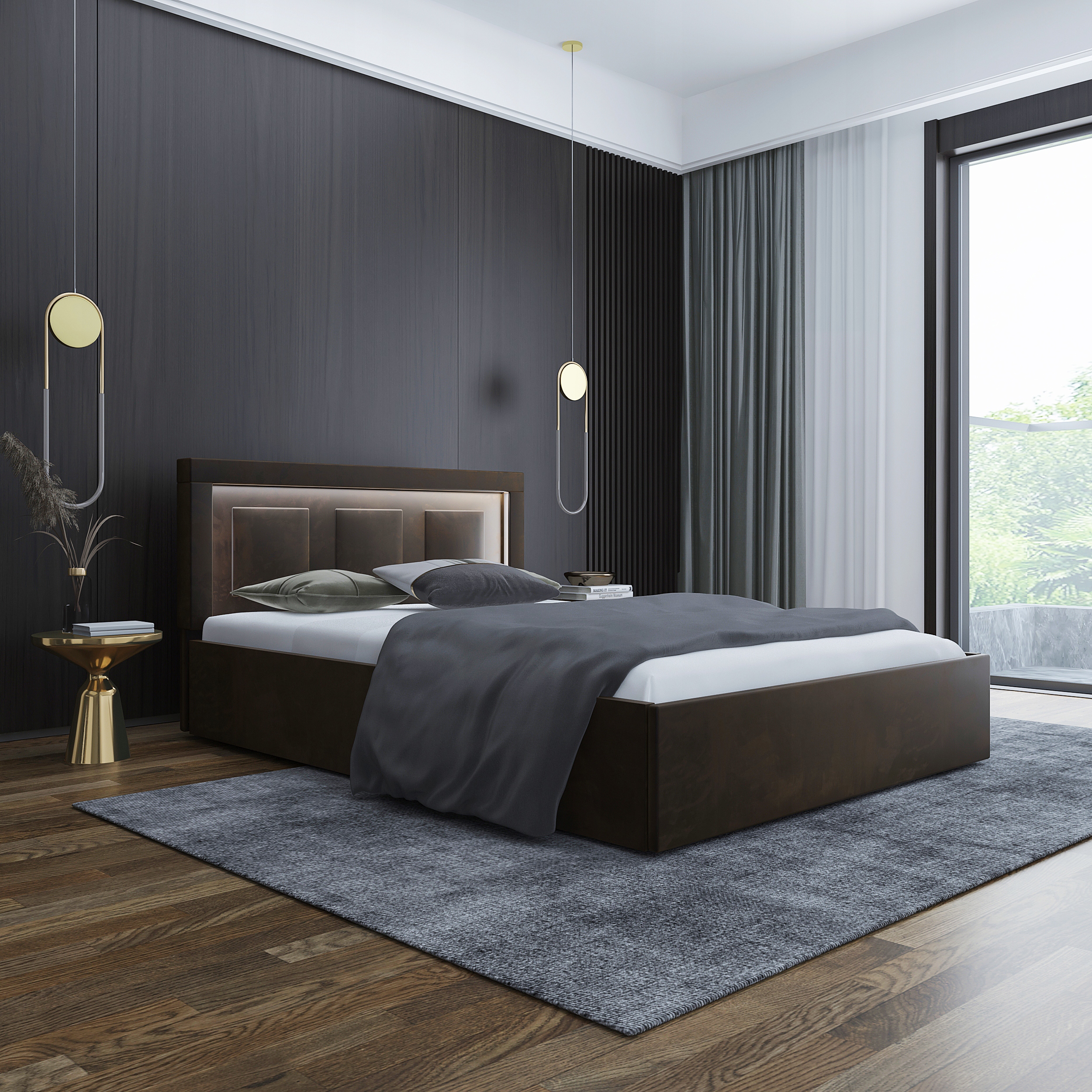 Łóżko tapicerowane ALANTE SLIM 90x200 z LED Kolekcja ALANTE SLIM