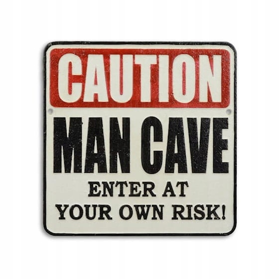 Liatinový štítok &quot;Caution Man Cave&quot; - Štýlový Dekorácia Retro