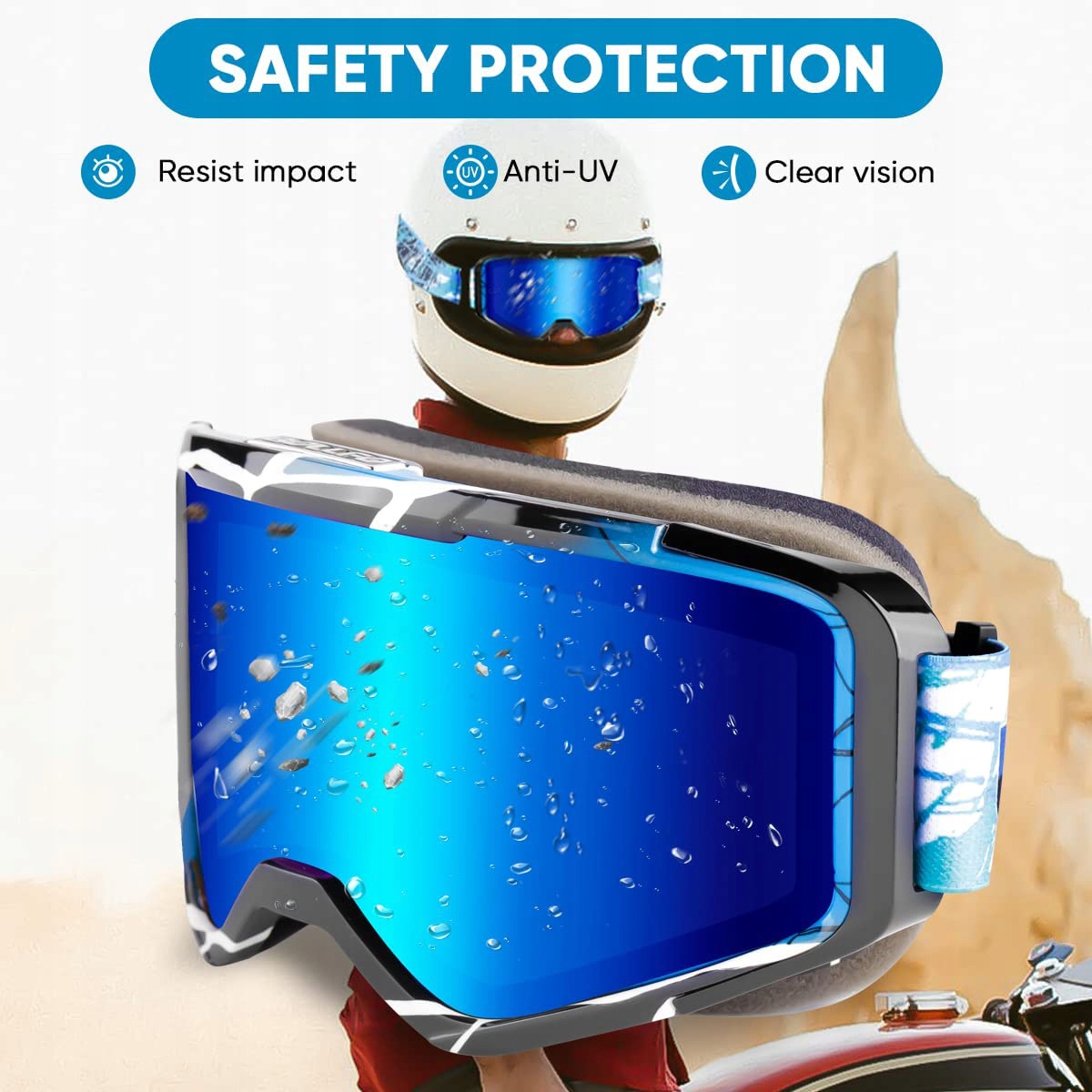 GOGLE MOTOCYKLOWE OKULARY PRZECIWMGIELNE WYŚCIGOWE Producent inny