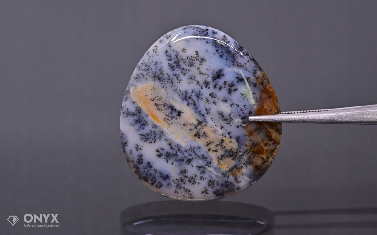 Dendritový achát z Kazachstánu konvexní dlaždice nere