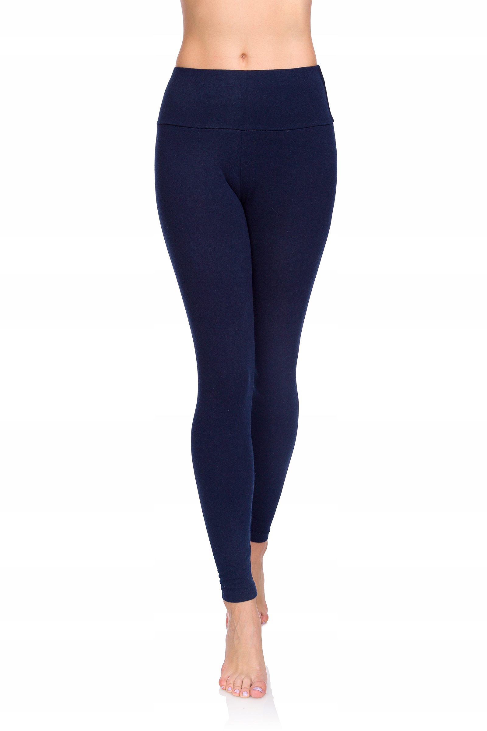 LEGGINSY DAMSKIE BAWEŁNIANE GETRY WYSZCZUPLAJĄCE Z WYSOKIM STANEM BIAŁE M Materiał dominujący bawełna