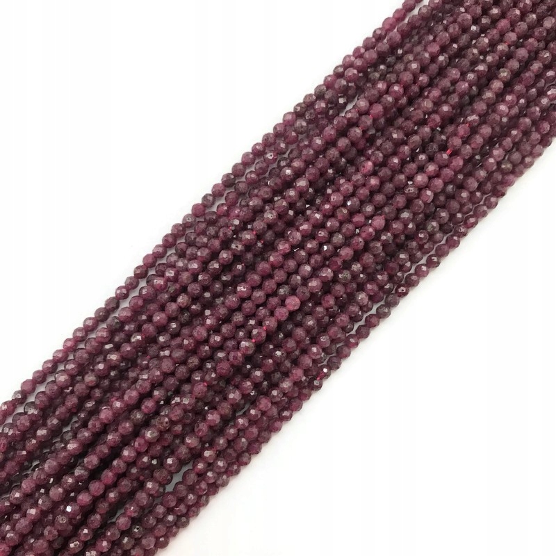 896-Rubin Kulka fasetowana ok 2,5mm Sznur