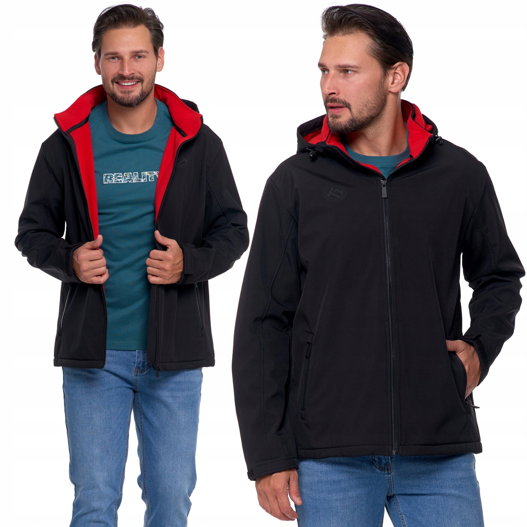 Pánská Softshellová Nepromokavá Přechodová Bunda S Kapucí Černá 3XL