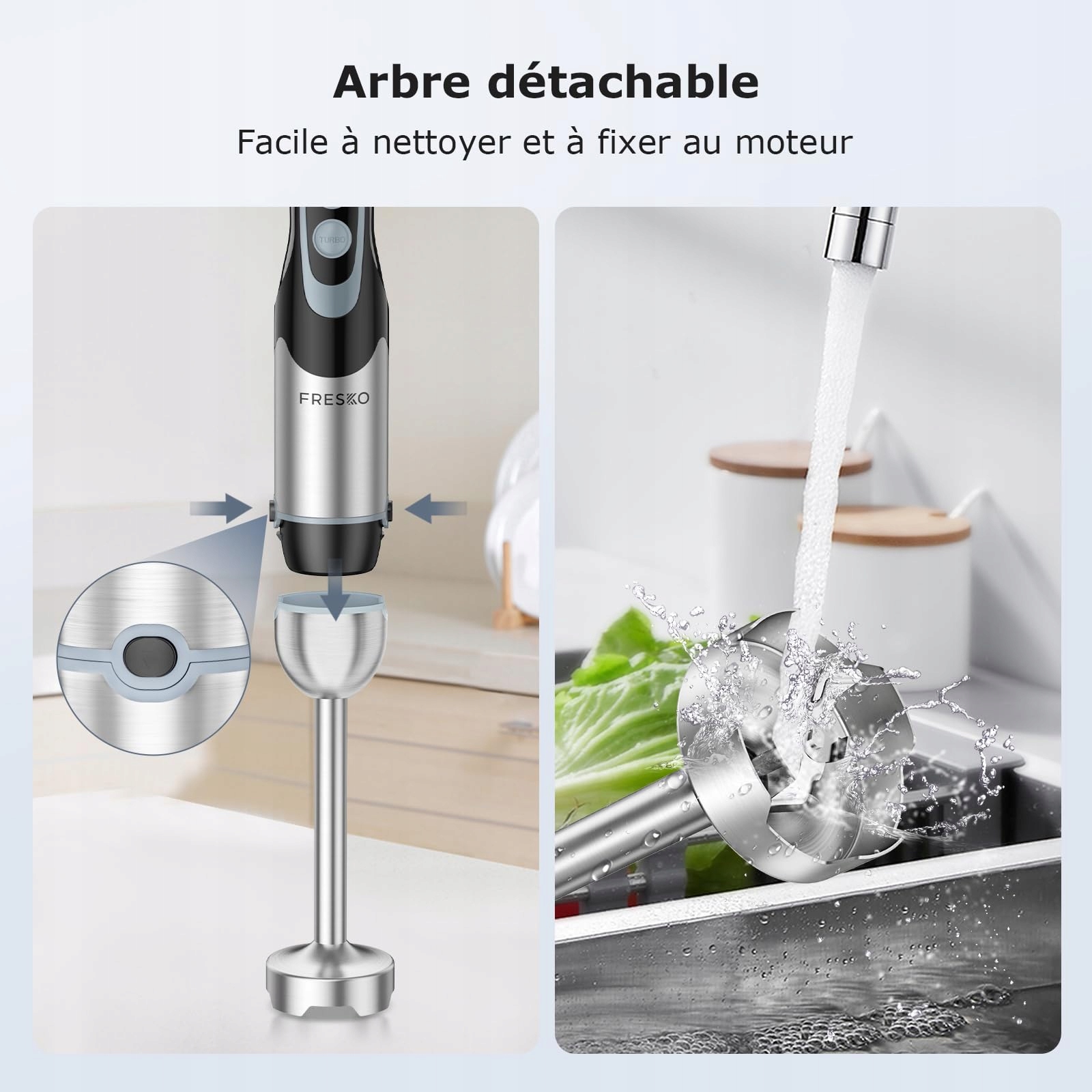 FRESKO Blender Ręczny 1000W Stalowy 12 Prędkości Turbo Kubek 700ml — miniatura 5
