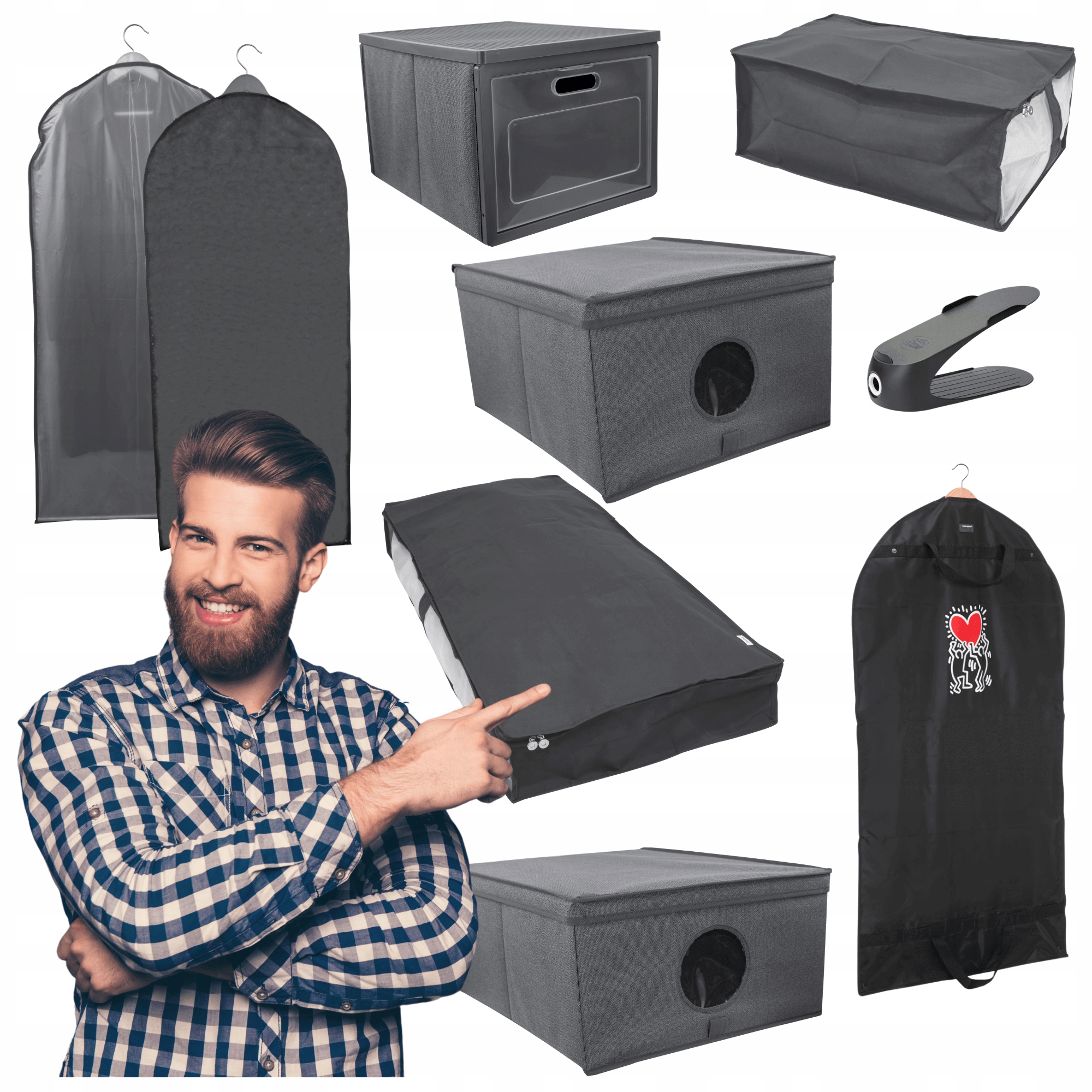 Šedé organizéry organizér na boty, stylová organizace vašeho šatníku