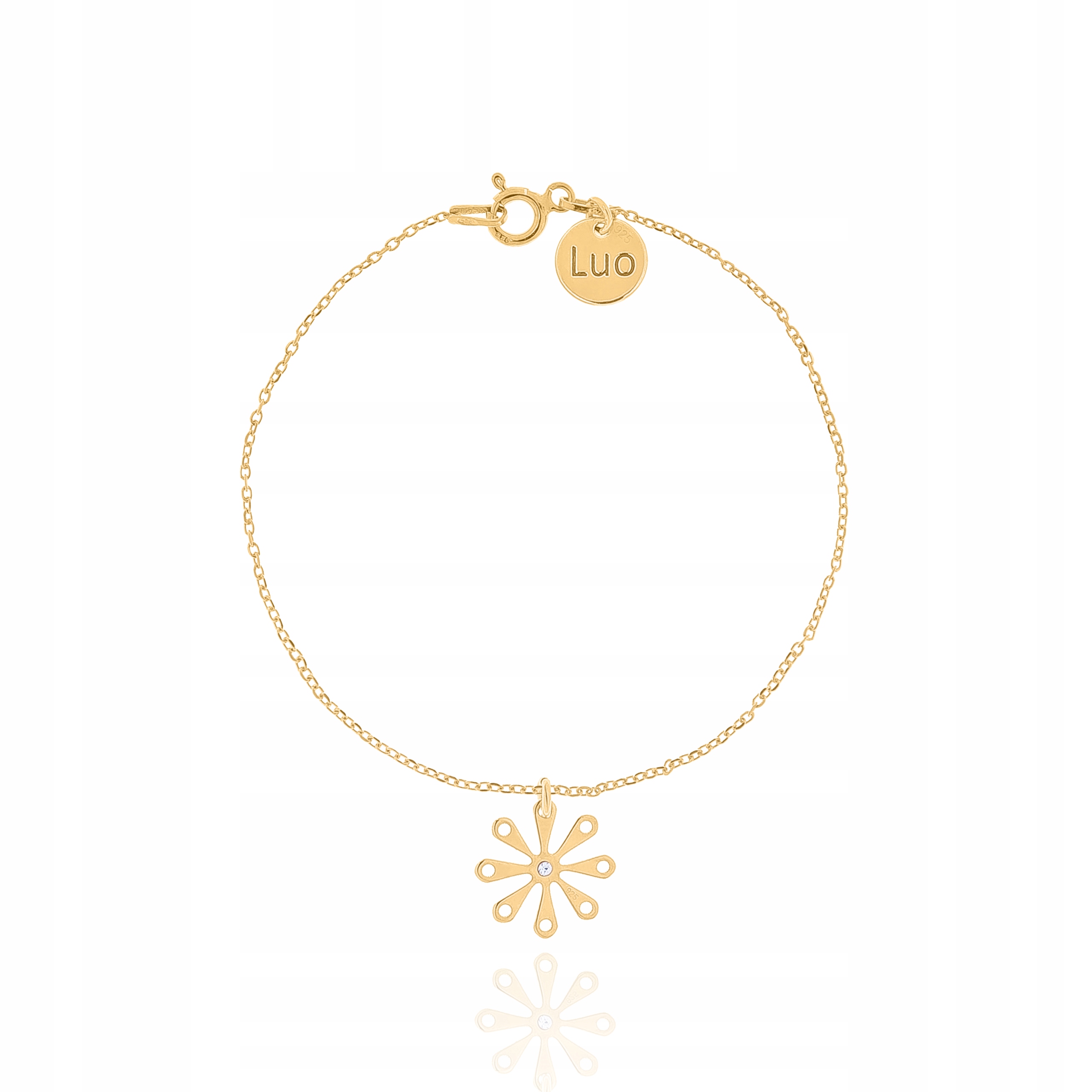 

Bransoletka pozłacana z kwiatem i kryształem