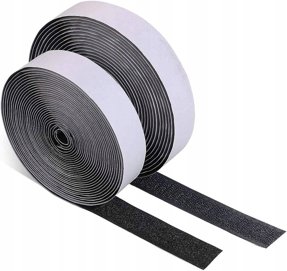 TAŚMA RZEP SAMOPRZYLPNY OBRAZÓW MOCNY KLEJEM CZARNY OBIE STRONY 10mm*5m Długość 5 m