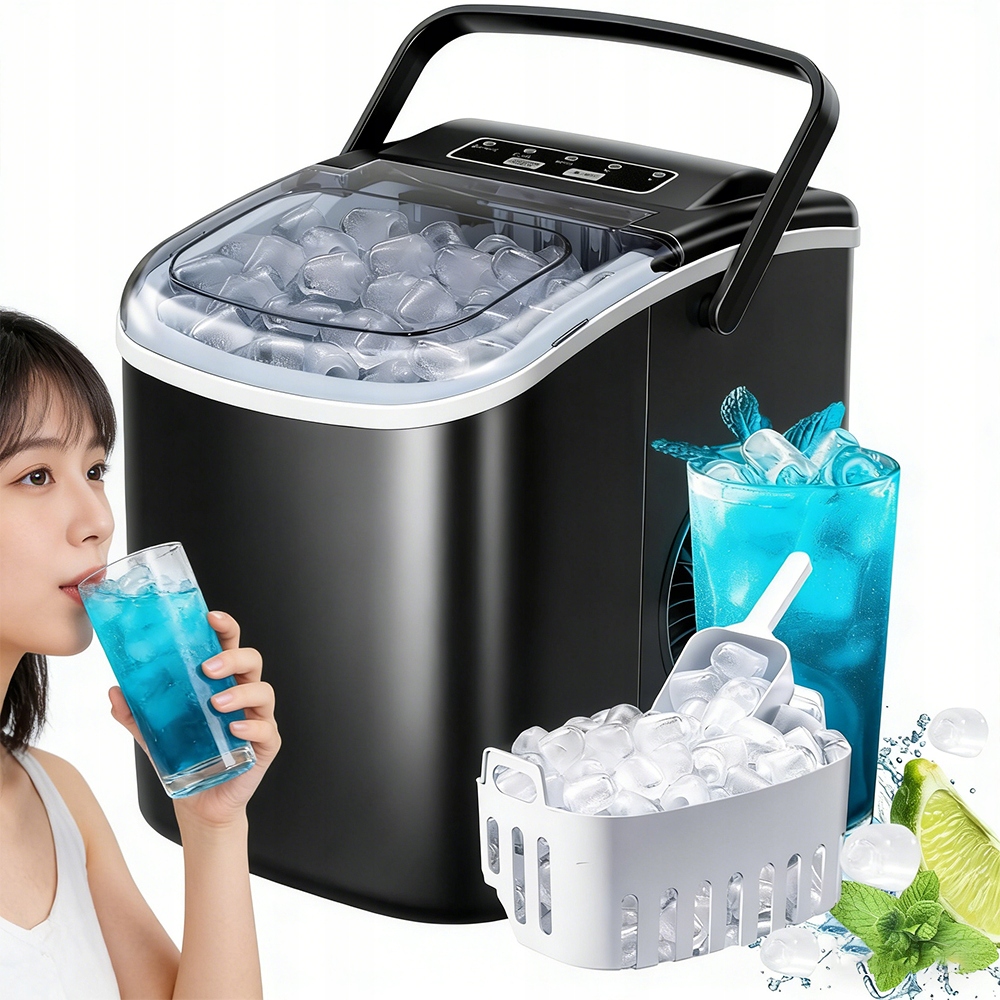 Stroj Na Led 12 Kg Mobilní S Rukojetí, Snadné Ovládání, Senzor Plnosti