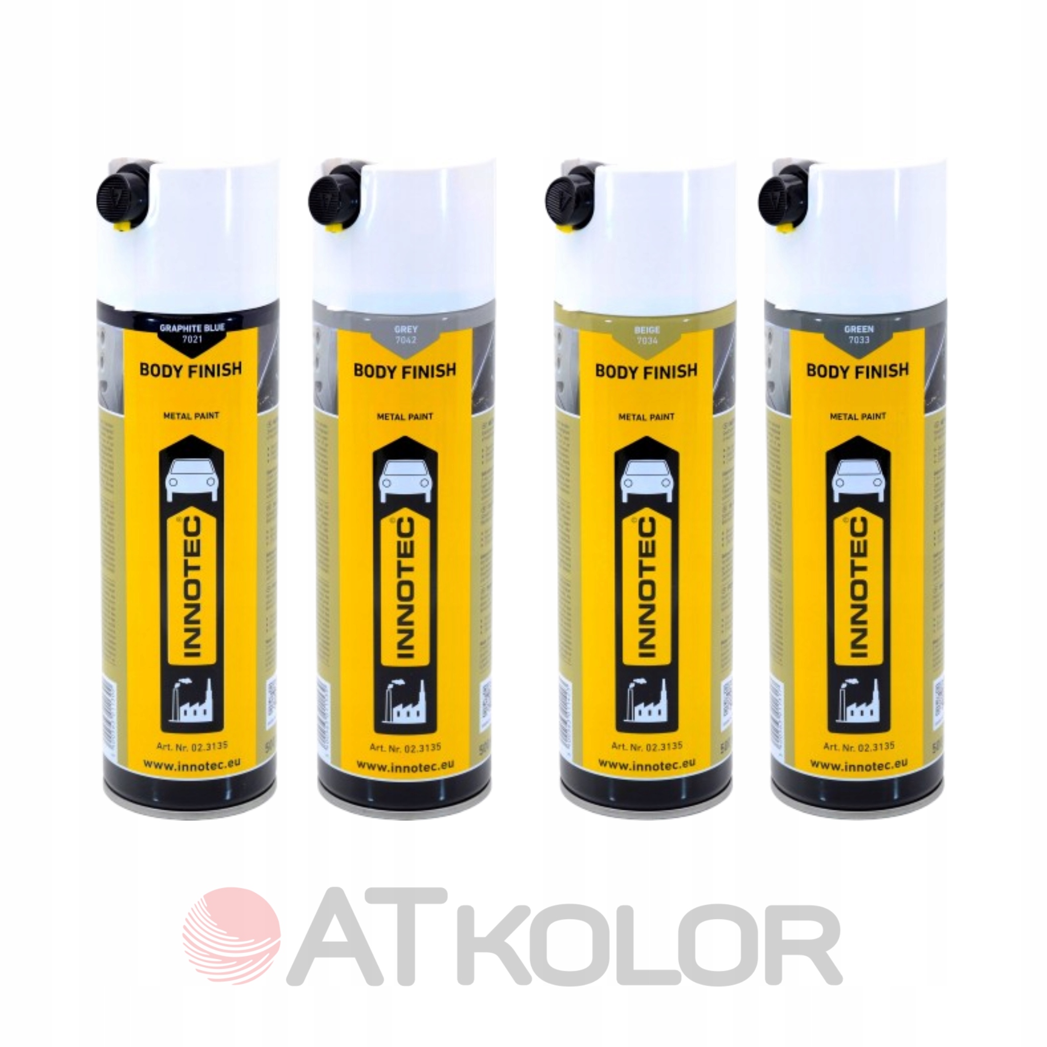 Sada 4x Body Finish 500 ml Innotec béžová šedá zelená grafitová