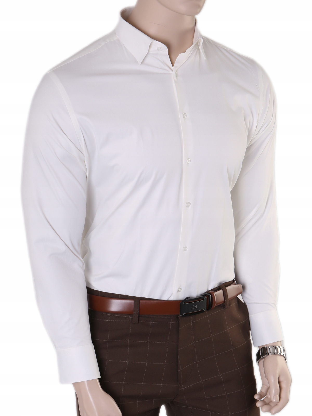 Ivory Kremowa koszula męska Viadi Polo bawełna elastan Slim Fit XL 43/44