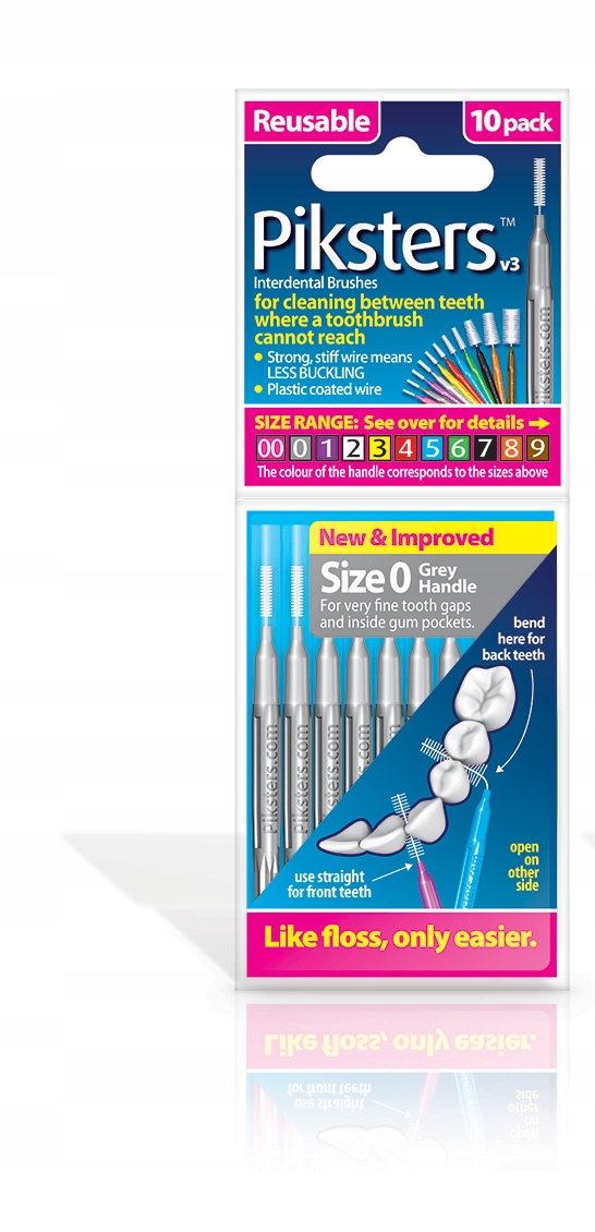 Piksters Size0 szczoteczki międzyzębowe 10szt grey