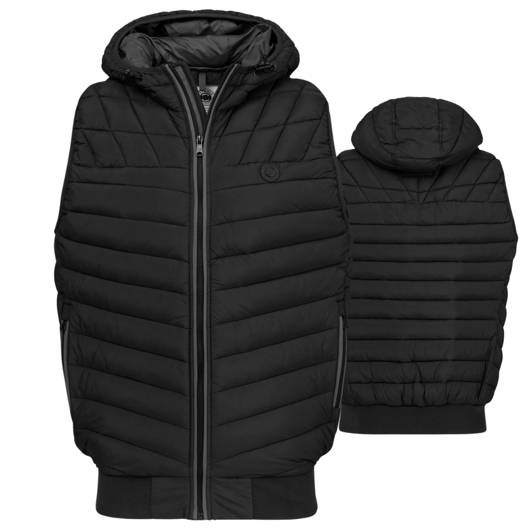 Pitbull West Coast Pánská prošívaná Bunda Bez Rukávů S Kapucí Naylor Černá M