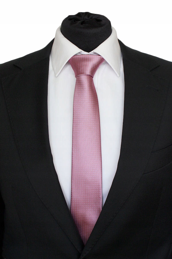 KRAWAT MĘSKI WĄSKI CIENKI ŚLEDŹ 6 cm PUDROWY RÓŻ Marka Tissino