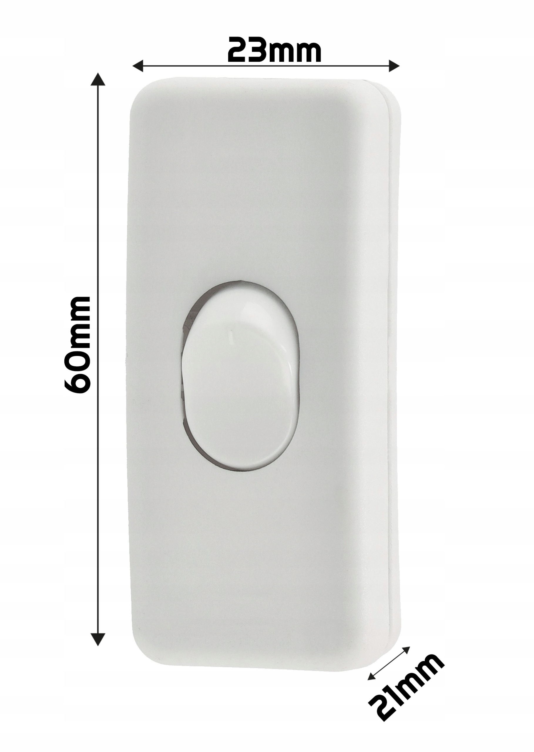 Włącznik Przełącznik Kołyskowy Na Przewód Biały Zatrzaskowy Pojedynczy 2A Typ przełącznika kołyskowy (Rocker)